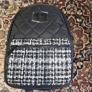 Badgley Mischka Black and White Quilted Backpack